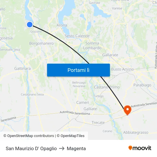 San Maurizio D' Opaglio to Magenta map
