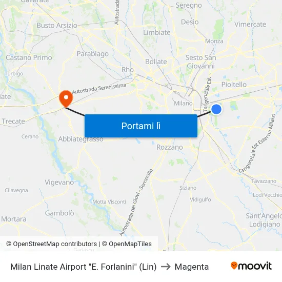 Milan Linate Airport "E. Forlanini" (Lin) to Magenta map