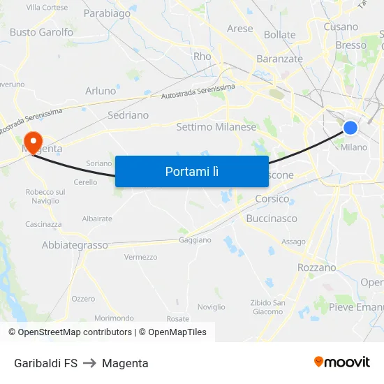 Garibaldi FS to Magenta map