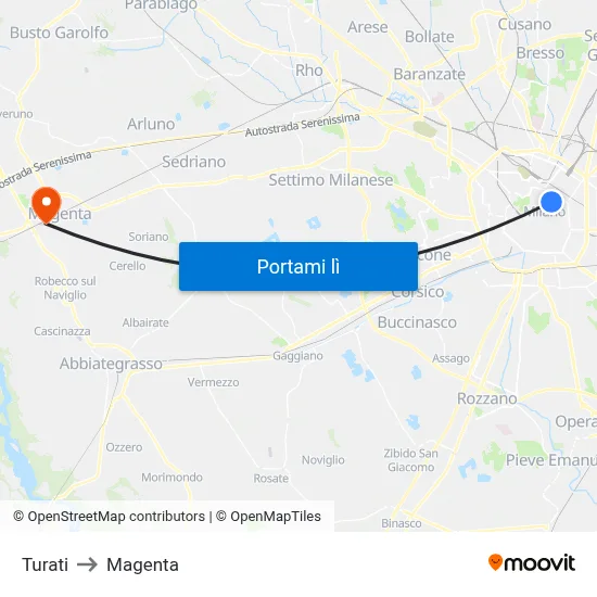Turati to Magenta map