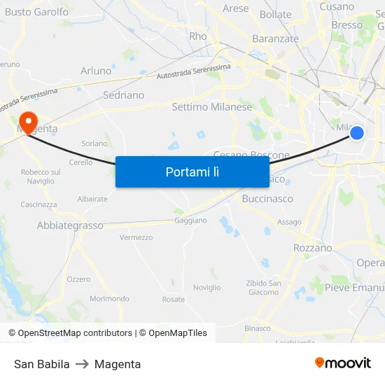 San Babila to Magenta map