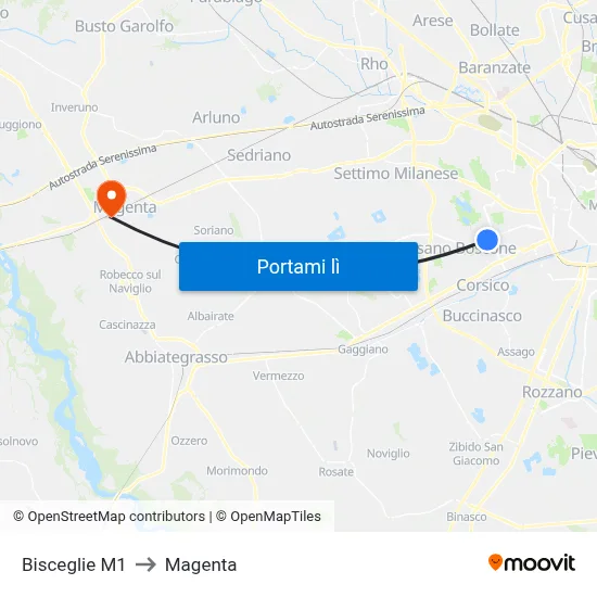 Bisceglie M1 to Magenta map