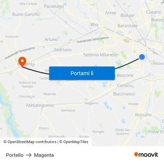 Portello to Magenta map
