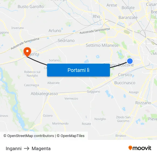 Inganni to Magenta map