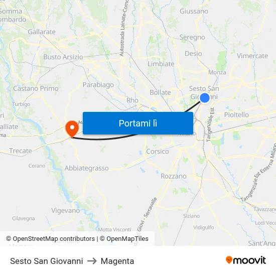 Sesto San Giovanni to Magenta map