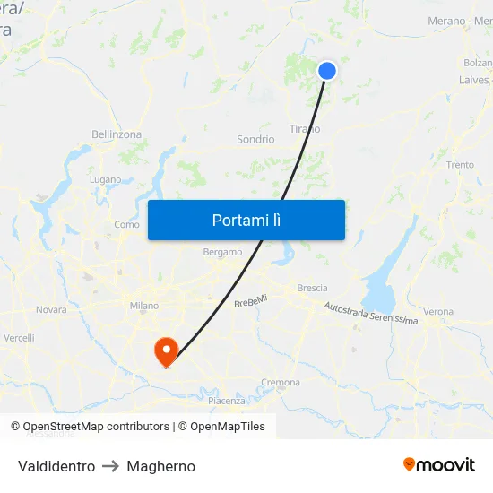 Valdidentro to Magherno map