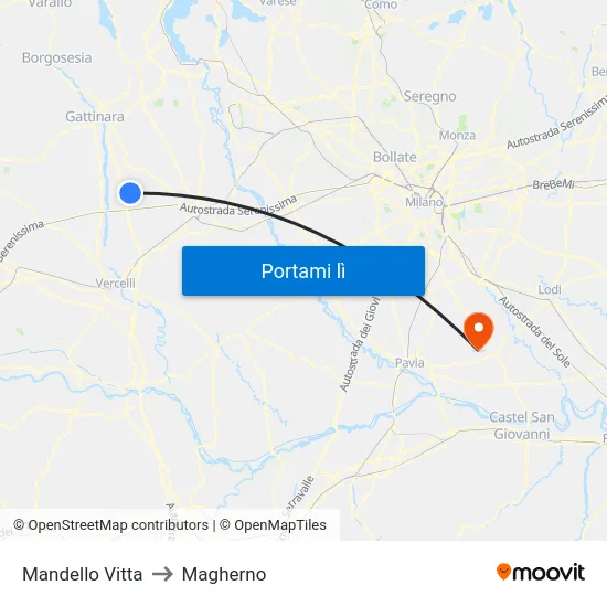 Mandello Vitta to Magherno map