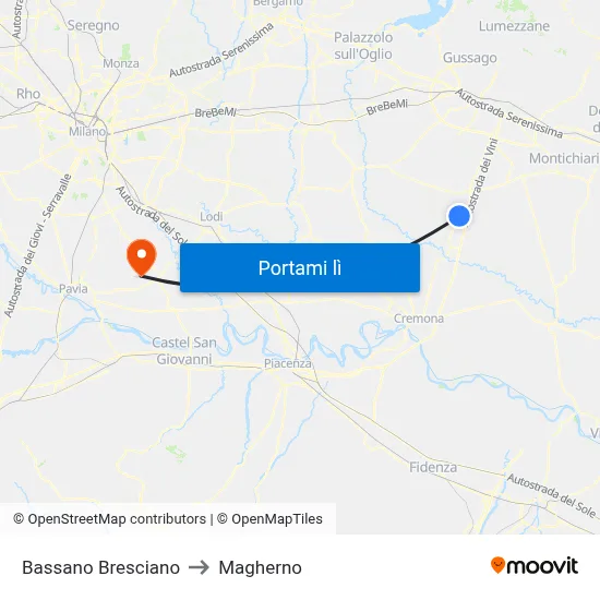 Bassano Bresciano to Magherno map