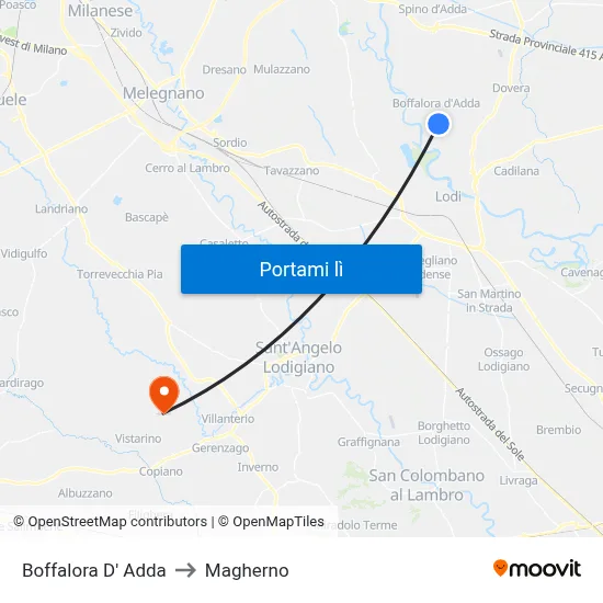 Boffalora D' Adda to Magherno map