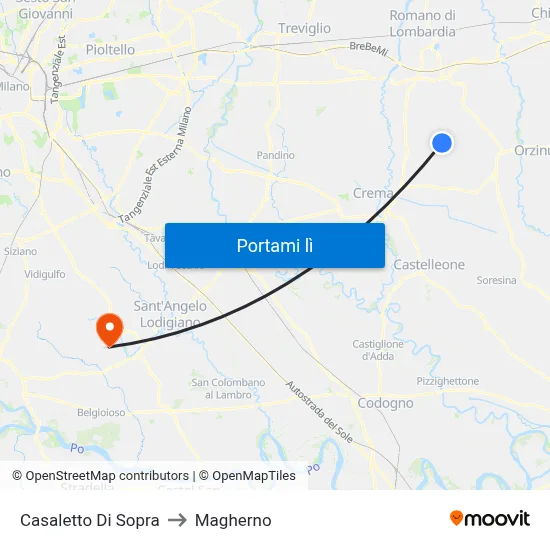 Casaletto Di Sopra to Magherno map