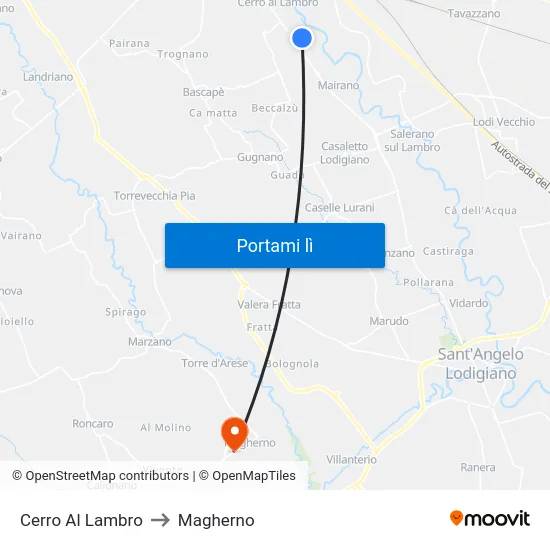Cerro Al Lambro to Magherno map