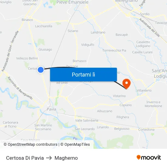 Certosa Di Pavia to Magherno map