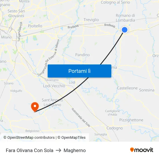 Fara Olivana Con Sola to Magherno map