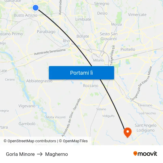 Gorla Minore to Magherno map