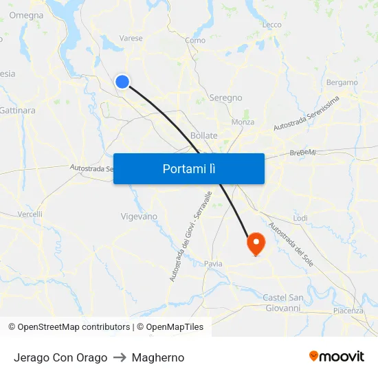 Jerago Con Orago to Magherno map