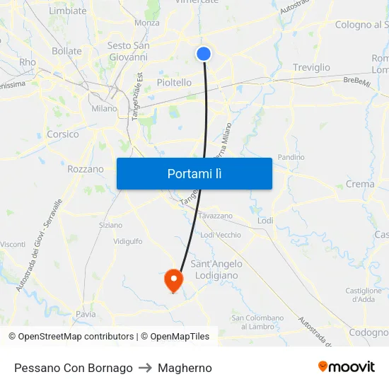 Pessano Con Bornago to Magherno map