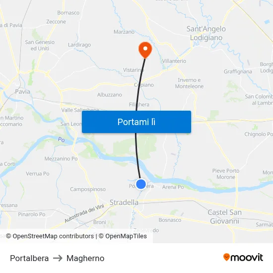 Portalbera to Magherno map