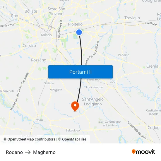 Rodano to Magherno map