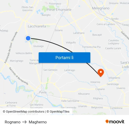 Rognano to Magherno map