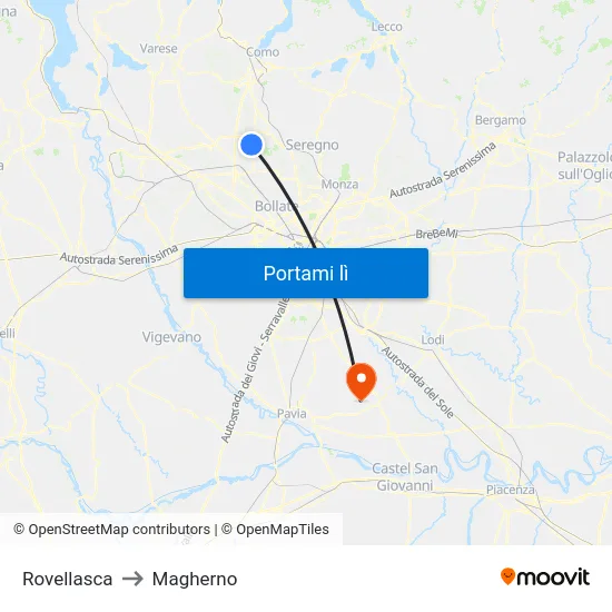 Rovellasca to Magherno map