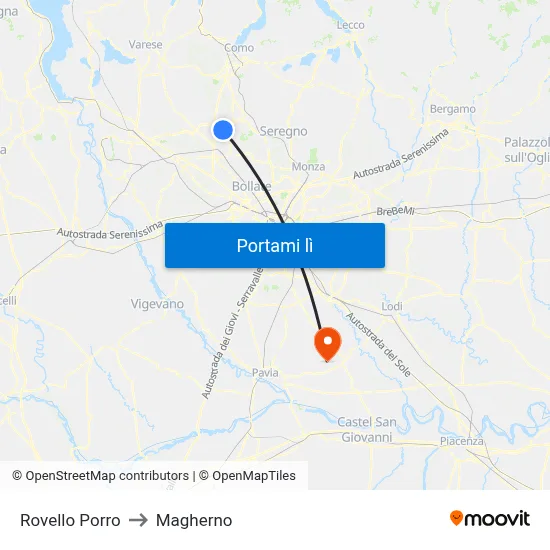 Rovello Porro to Magherno map