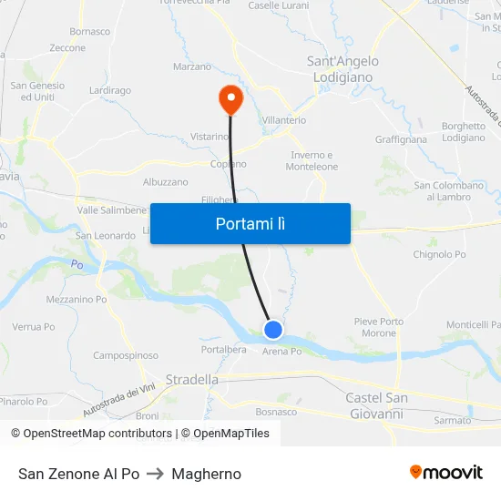 San Zenone Al Po to Magherno map