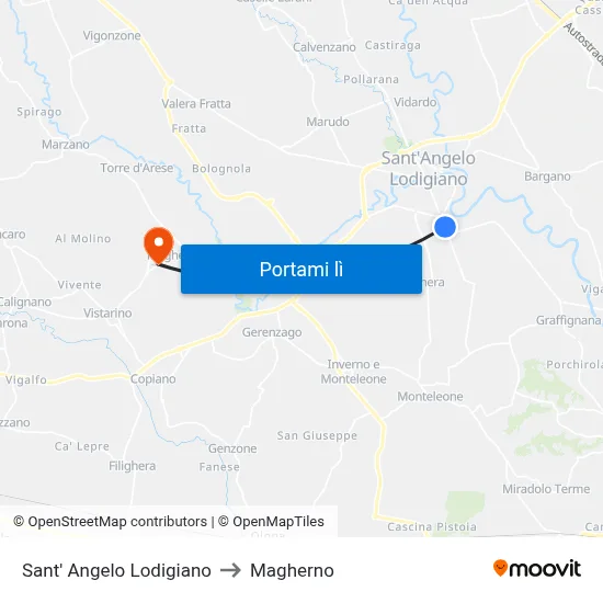 Sant' Angelo Lodigiano to Magherno map