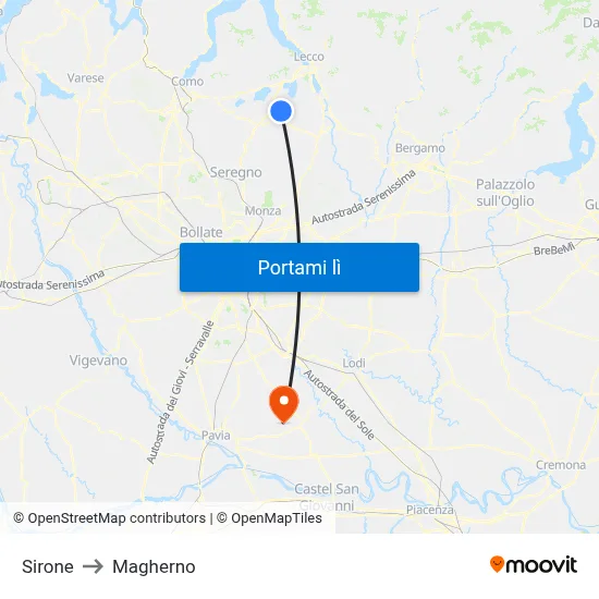 Sirone to Magherno map