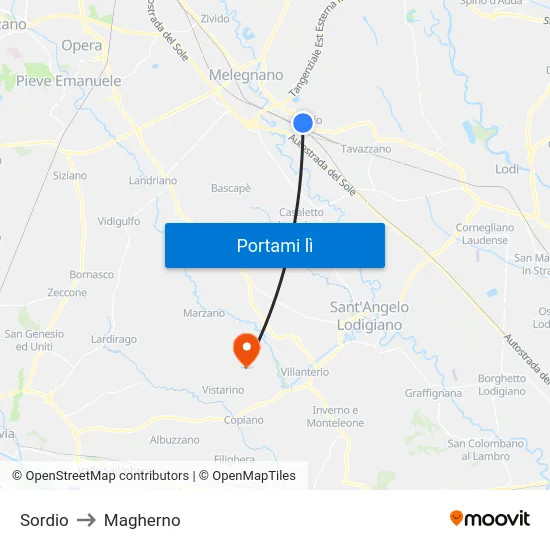 Sordio to Magherno map