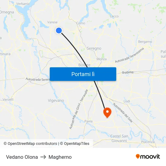Vedano Olona to Magherno map