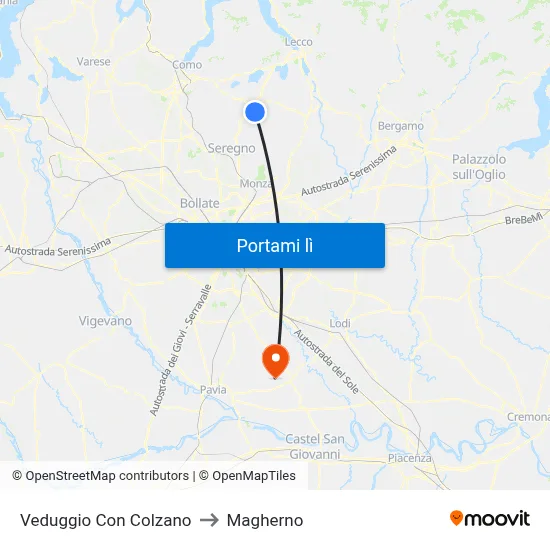 Veduggio Con Colzano to Magherno map