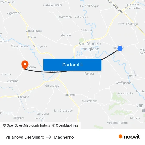 Villanova Del Sillaro to Magherno map
