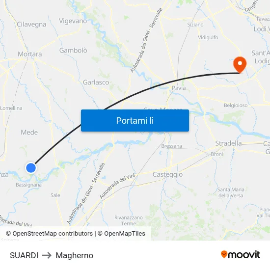 SUARDI to Magherno map