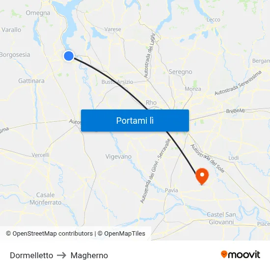 Dormelletto to Magherno map