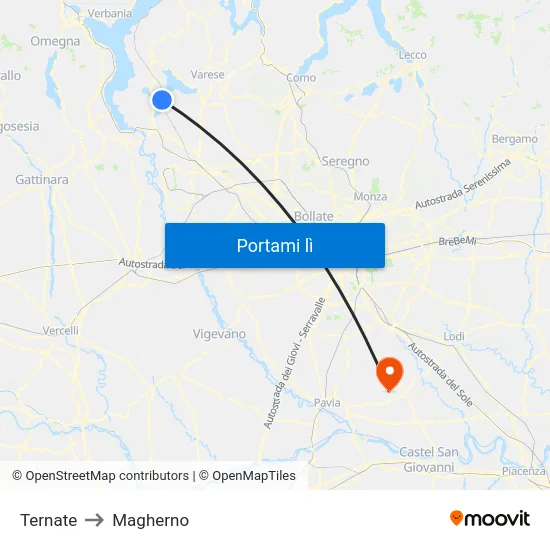 Ternate to Magherno map