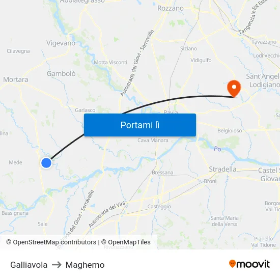 Galliavola to Magherno map