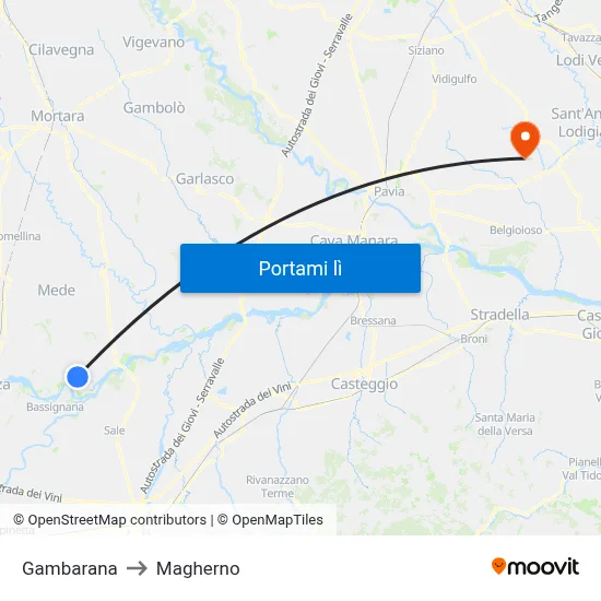 Gambarana to Magherno map