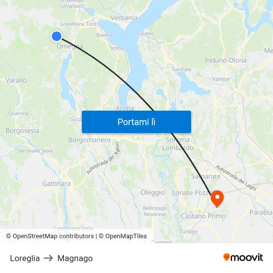 Loreglia to Magnago map