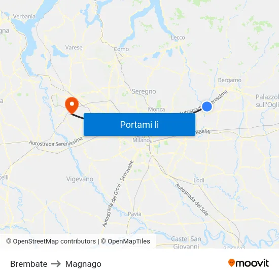 Brembate to Magnago map