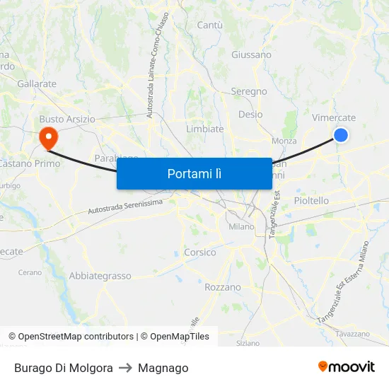 Burago Di Molgora to Magnago map