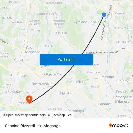 Cassina Rizzardi to Magnago map