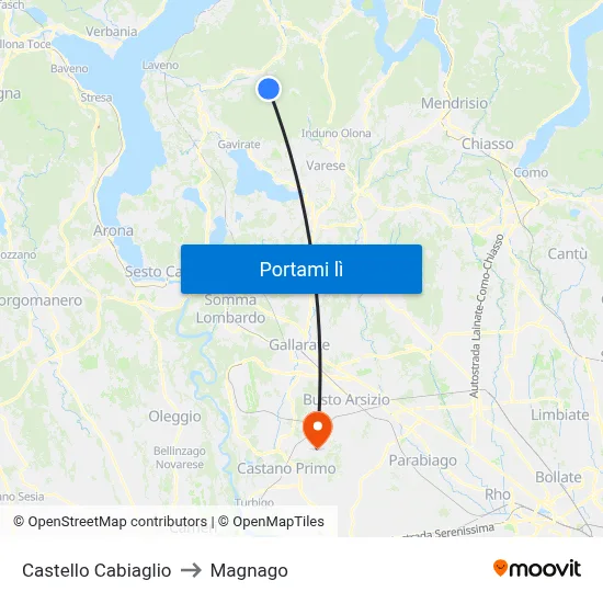 Castello Cabiaglio to Magnago map