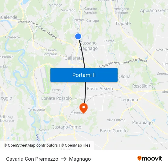 Cavaria Con Premezzo to Magnago map