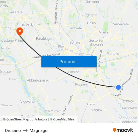 Dresano to Magnago map