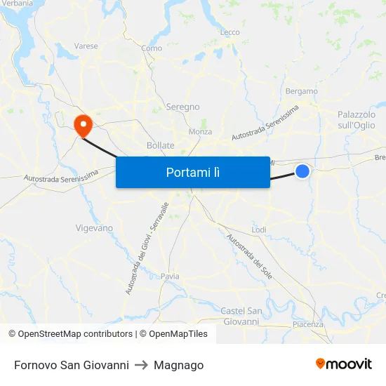 Fornovo San Giovanni to Magnago map
