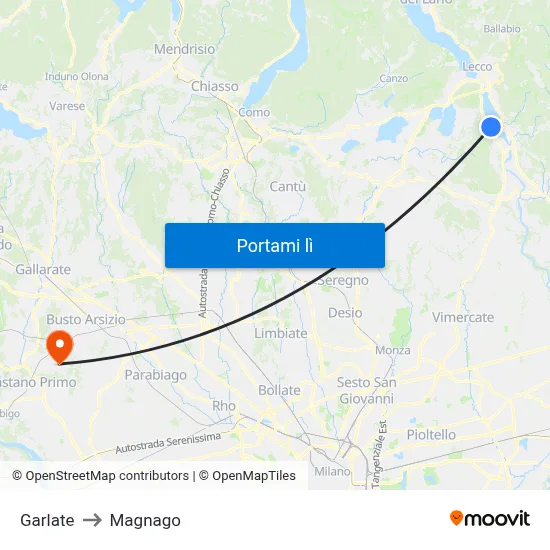 Garlate to Magnago map