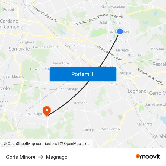 Gorla Minore to Magnago map