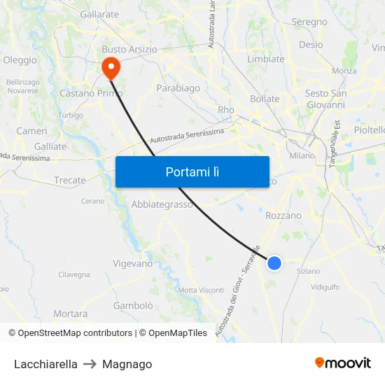 Lacchiarella to Magnago map