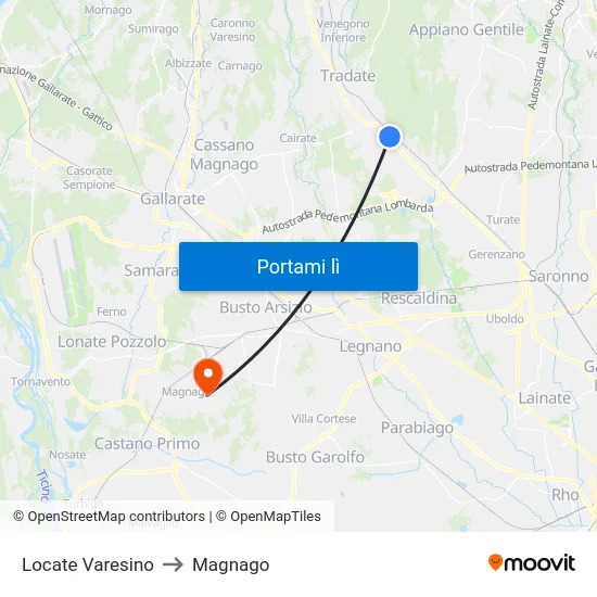 Locate Varesino to Magnago map