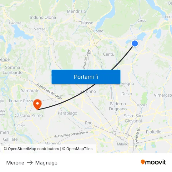 Merone to Magnago map